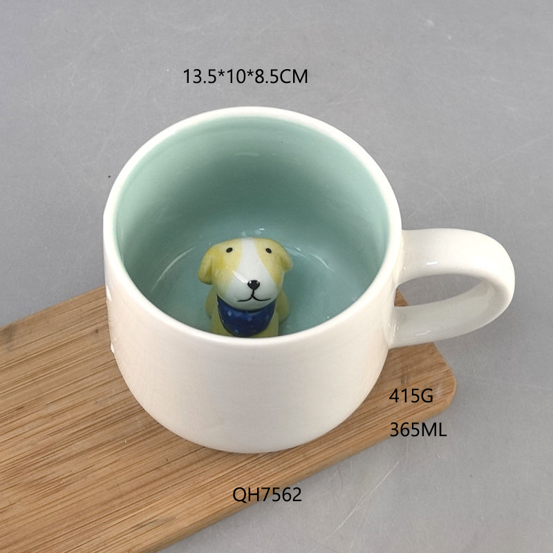 Taza de agua de cerámica de dibujos animados lindo taza 3D taza de dinosaurio taza de café verde taza de dinosaurio creativo