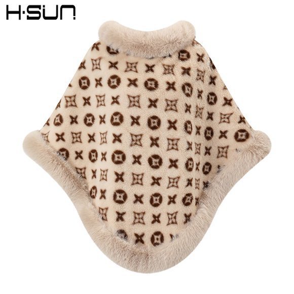 Capa tipo chal de otoño e invierno 2026, nueva bufanda de piel sintética de conejo, abrigo de punto para mujer, prenda exterior holgada y versátil. image 48