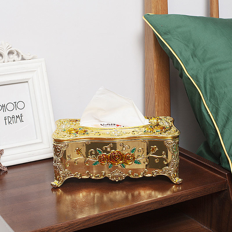 Caja de pañuelos de estilo europeo sala de estar tejido creativo nórdico ins caja de pañuelos de hogar KTV mesa de café simple comida Linda