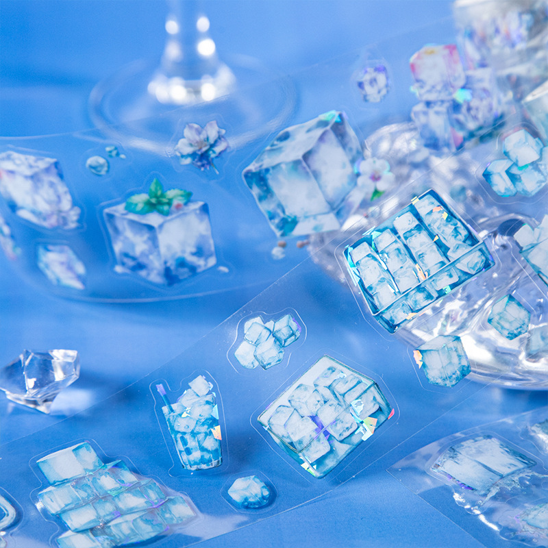 Un buen día PET Die-corted shell light tape añadir hielo triturado serie de hielo tema de mano de material de contabilidad cinta adhesiva