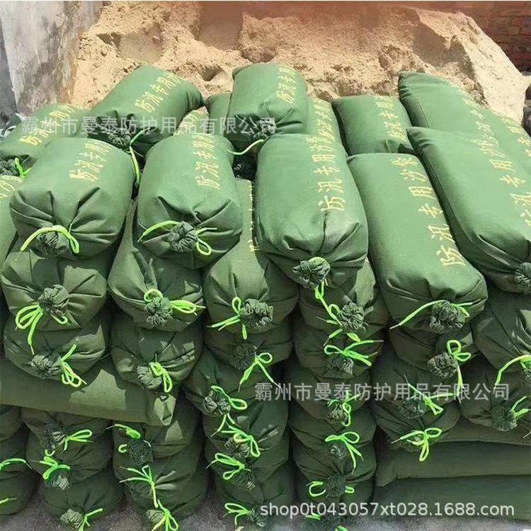 绿色抽绳式防汛沙袋抗洪救援堵水装沙包小区物业车库应急防洪袋