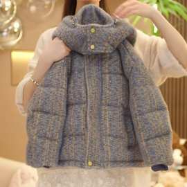 女童冬装棉衣外套儿童羽绒棉服彩色加厚冬装上衣连帽棉袄中大童