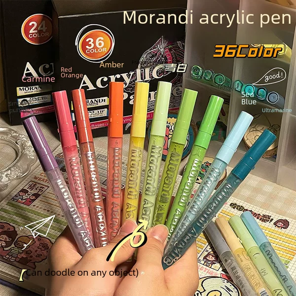 Acrylic Marker Pen Pressing Stackable Watercolor Pen 36 Color Waterproof Color-free Morandi Art Painting Pen