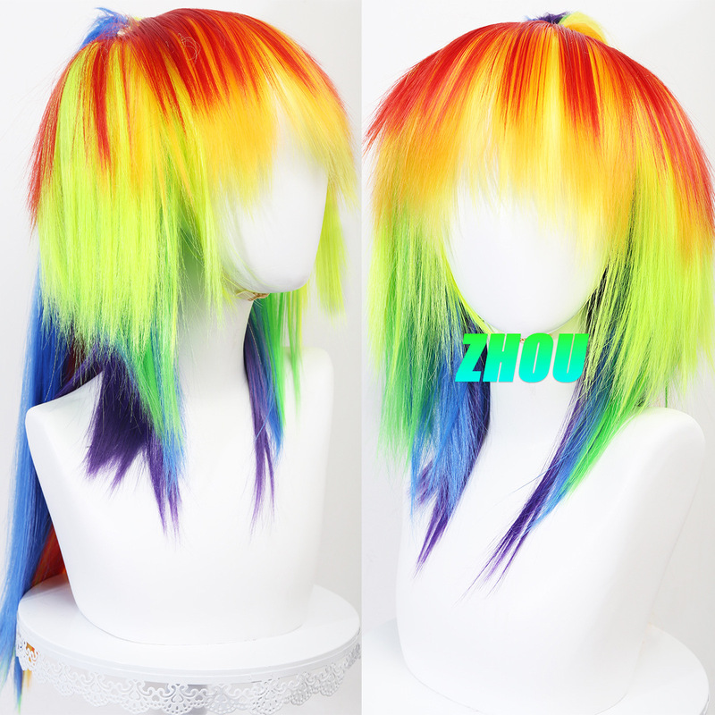 Color Anime Wig My Little Pony Rainbow Wig Color cosplay Wig Universal Headgear