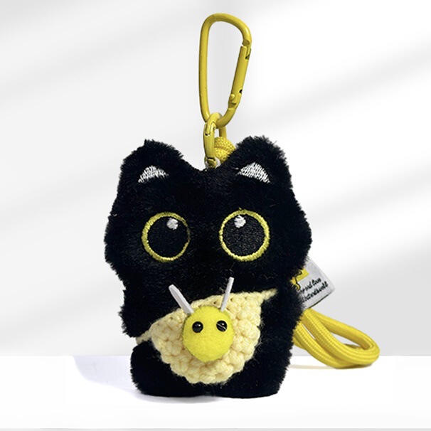 超かわいい小さな黒猫のペンダント、パーソナライズされたかわいいぬいぐるみ、手織りのストラップ、親友へのマルチカラーギフト|undefined
