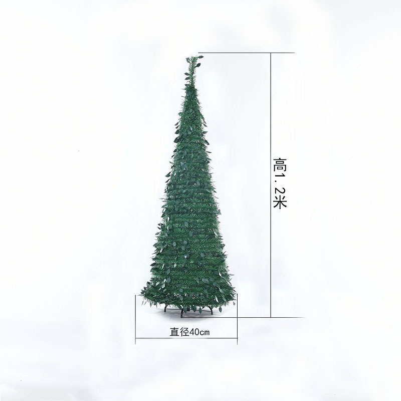 Nueva decoración navideña transfronteriza, árbol de Navidad de PVC realista para hotel, de pie, flocado, con diseño de lápiz, plegable, venta al por mayor de fábrica.