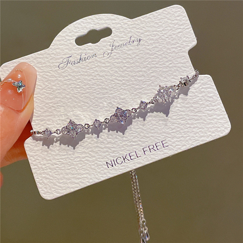 Silver Four-Leaf Clover Flower Drawstring Bracelet, 2026 Niche Design Flower Bracelet Accessory Silver Four-Leaf Clover Flower Drawstring Bracelet, 2026 Niche Design Flower Bracelet Accessory
