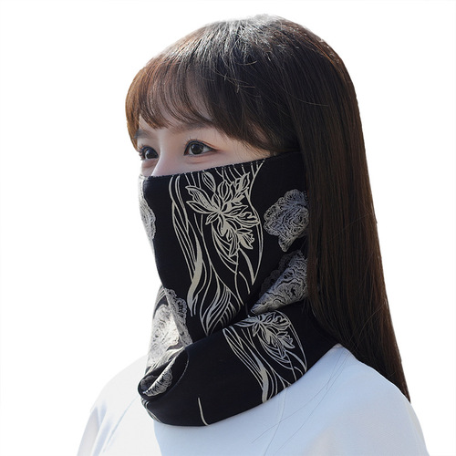 Outdoor ear-hanging mask, neck protection, windproof, cold-proof and warm printing, women's autumn and winter cycling versatile multi-functional neck scarf printing