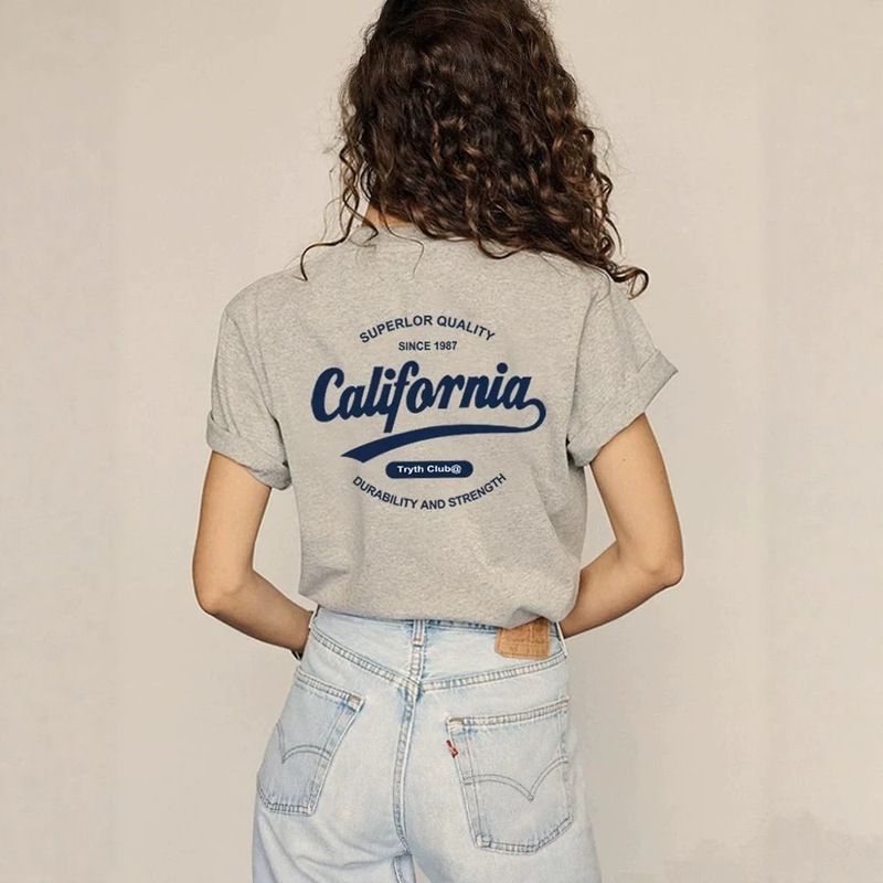 Women's Regular Shoulder Short-Sleeve T-Shirt 2026 Summer New Pure Cotton Loose Double-Sided Print Trendy American Retro Plus-Size Half-Sleeve