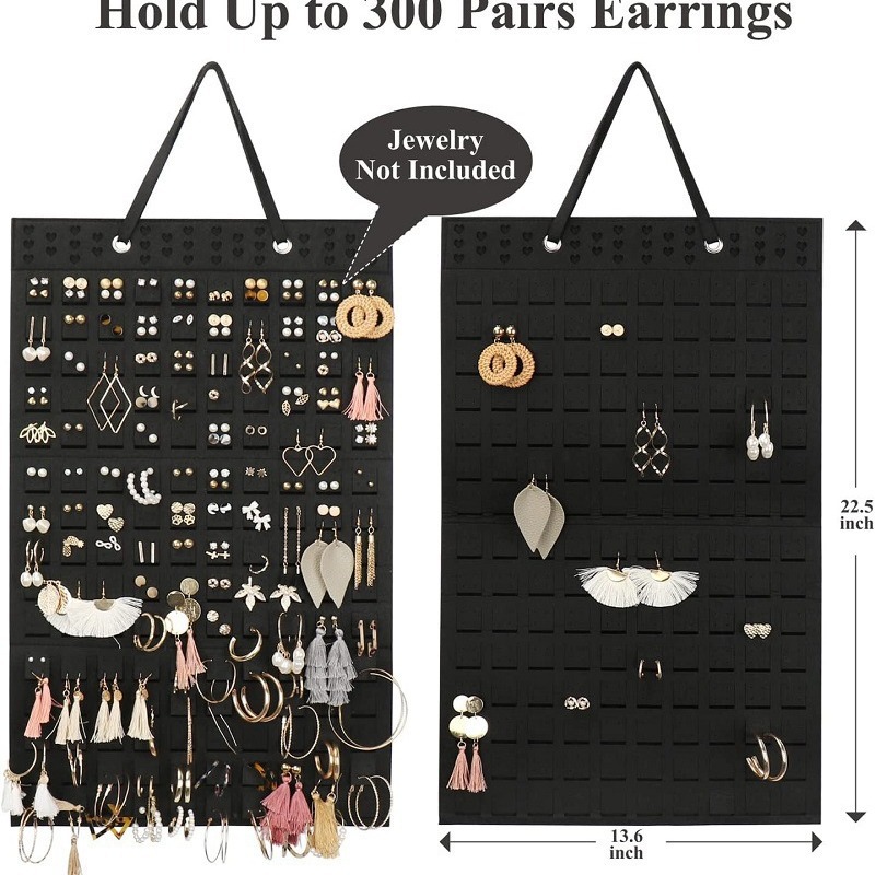 Fieltro colgante bolsa pendientes almacenamiento colgante bolsa colgante montado en la pared joyería colgante bolsa pendientes collar anillo almacenamiento