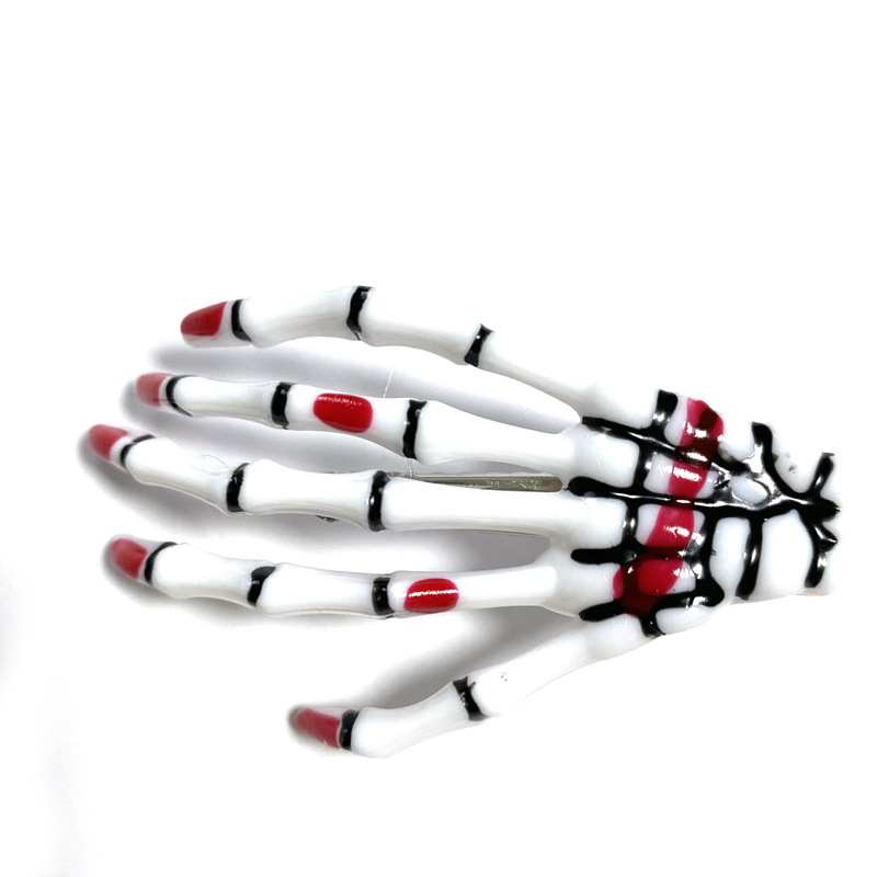 Espejo cruzado Halloween peinados Halloween peinados extraños esqueleto hueso clip de mano mano mano garra clip de pelo fiesta