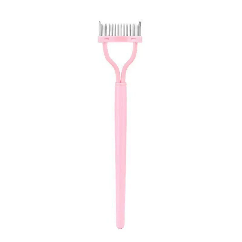 Foldable Semi-Curved Eyelash Comb, Portable Steel-Needle Tool, Multi-style Handles