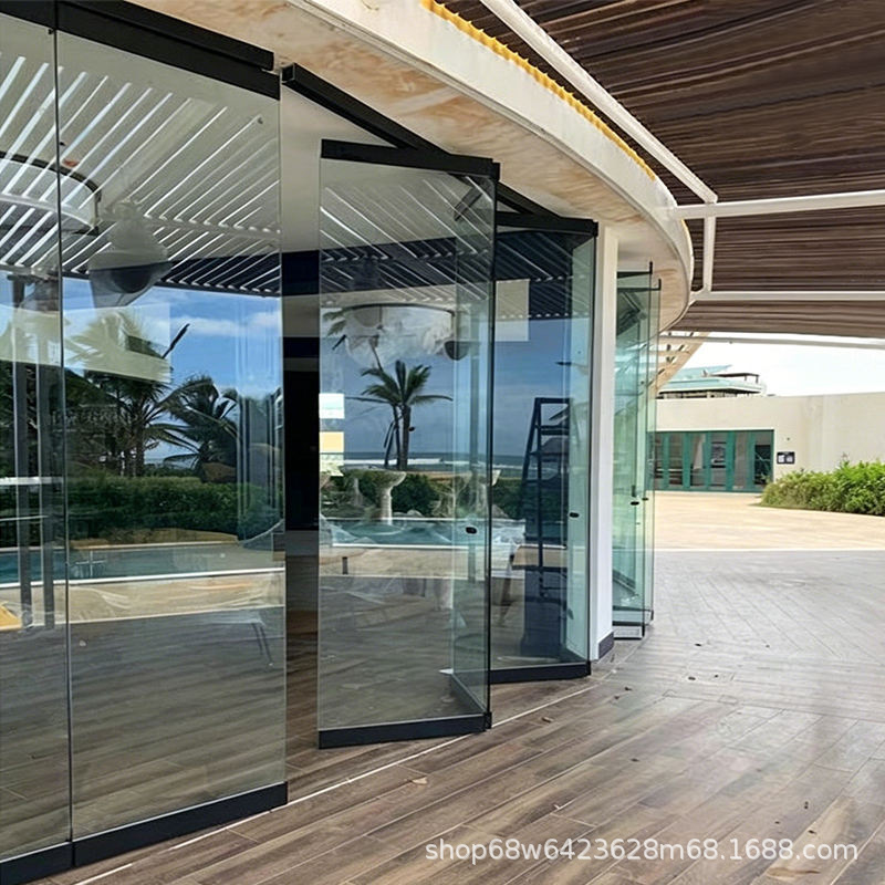 8-12mm Glass Folding Door Sunroom Sliding Glass Partition Shop Bi-Fold Door Sliding Folding Balcony Door 8-12mm Glass Folding Door Sunroom Sliding Glass Partition Shop Bi-Fold Door Sliding Folding Balcony Door