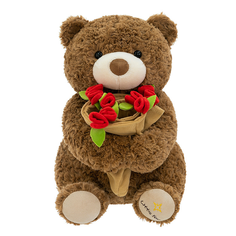 新しいかわいいバラのクマのぬいぐるみ花束クマ人形人形女の子のためのバレンタインデーのギフト告白|undefined