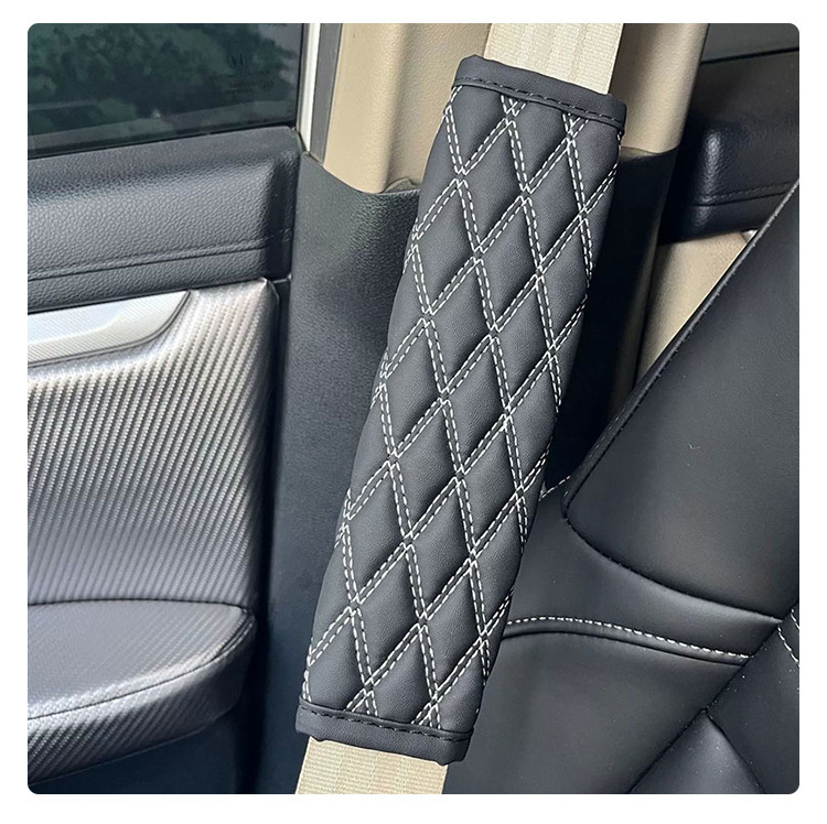 Cross-Border Double-Line Quilted Embroidered Shoulder Pads, Car Seatbelt Shoulder Pads, Leather Comfortable Breathable Seatbelt Protective Shoulder Pads
