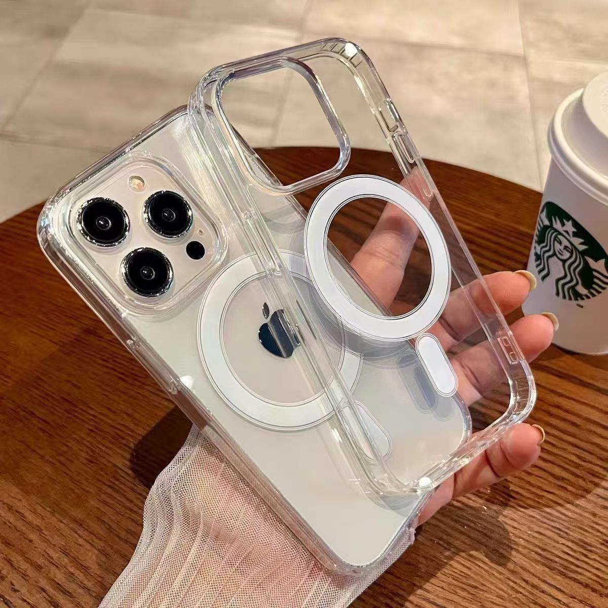 Magsafe亚克力磁吸手机壳iPhone16ProMax苹果14Pro保护套13跨境订