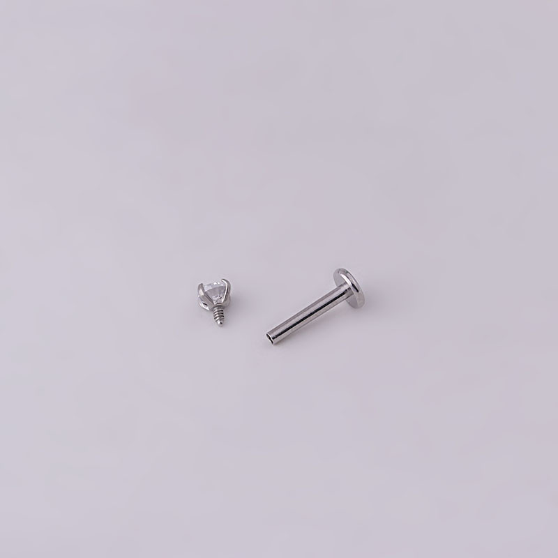 3mm Round Zircon Inner Tooth Lip Nail 6/8/10mm Stainless Steel Piercing Jewelry display picture 3