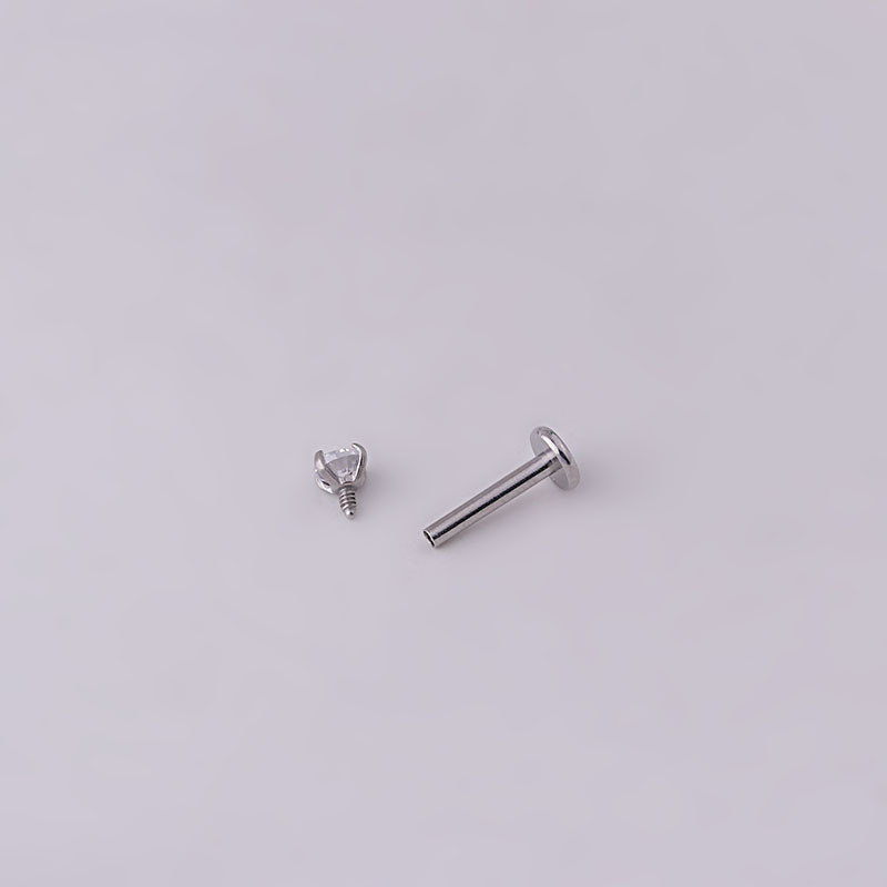 3MM round zircon inner tooth lip nail 6/8/10MM stainless steel piercing jewelry
