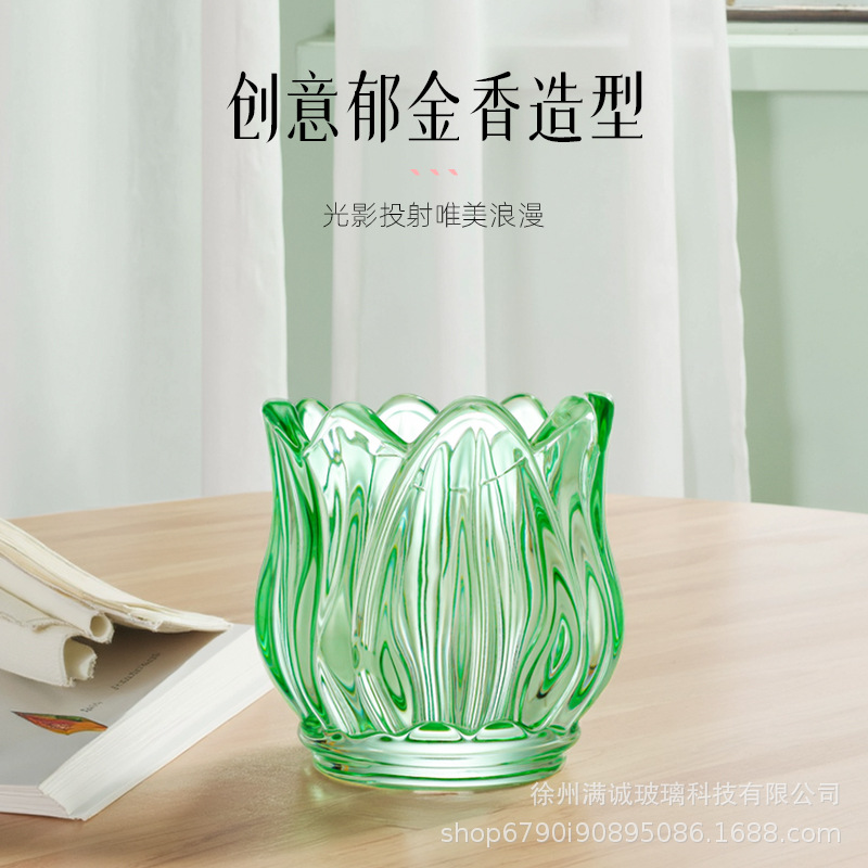 Transfronterizos de alta gama tulipanos candelabro de vidrio aromático lámpara de atmósfera accesorios de boda ornamentos de cena a la luz de velas accesorios de disparo