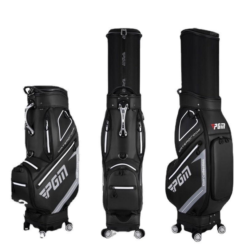 Túi golf PGM bốn bánh đẩy phẳng chống nước, dạng kính thiên văn, ký gửi hàng không — QB098 [đen đỏ], QB098 [màu xám đen]