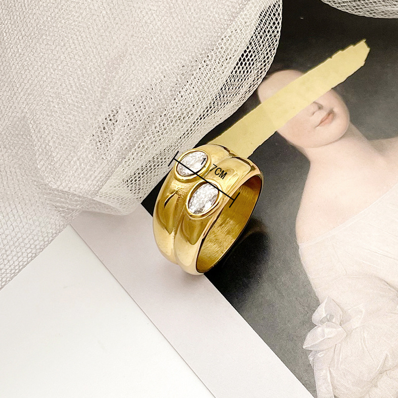 Retro Round Stainless Steel Irregular Zircon Rings