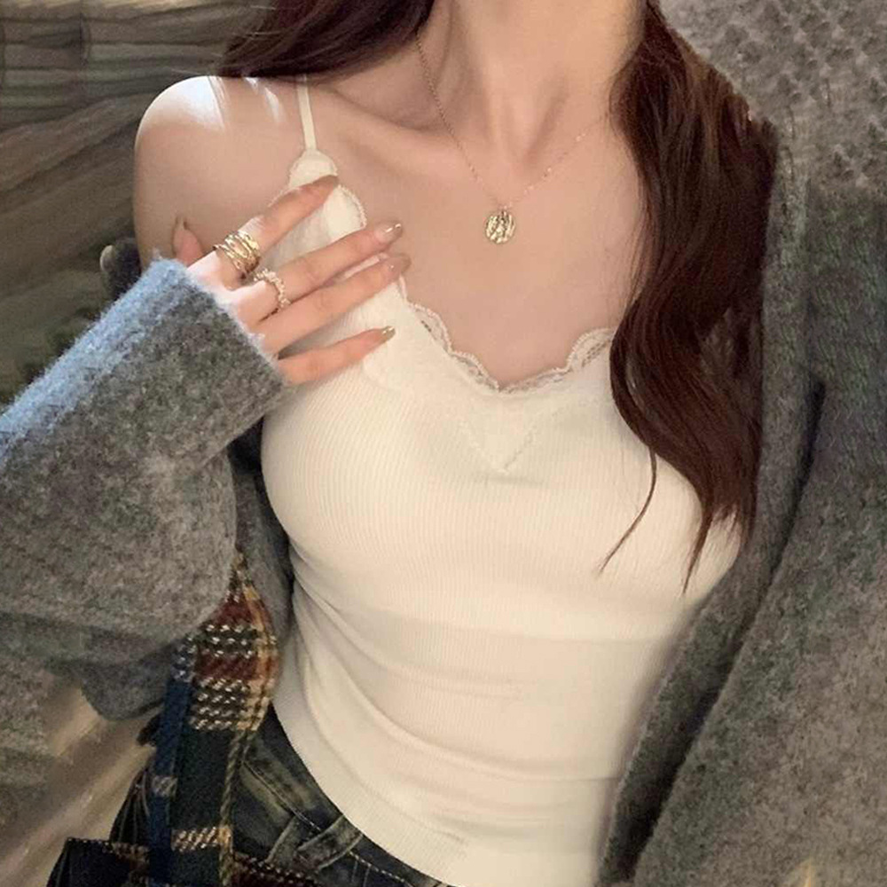 韓国版純欲レースのストラップの美背ベストの固定カップは胸のクッションを持っています。