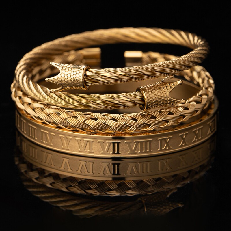 European and American retro cable crown bracelet suit trend steel wire rope Roman numeral men's bracelet suit wholesale