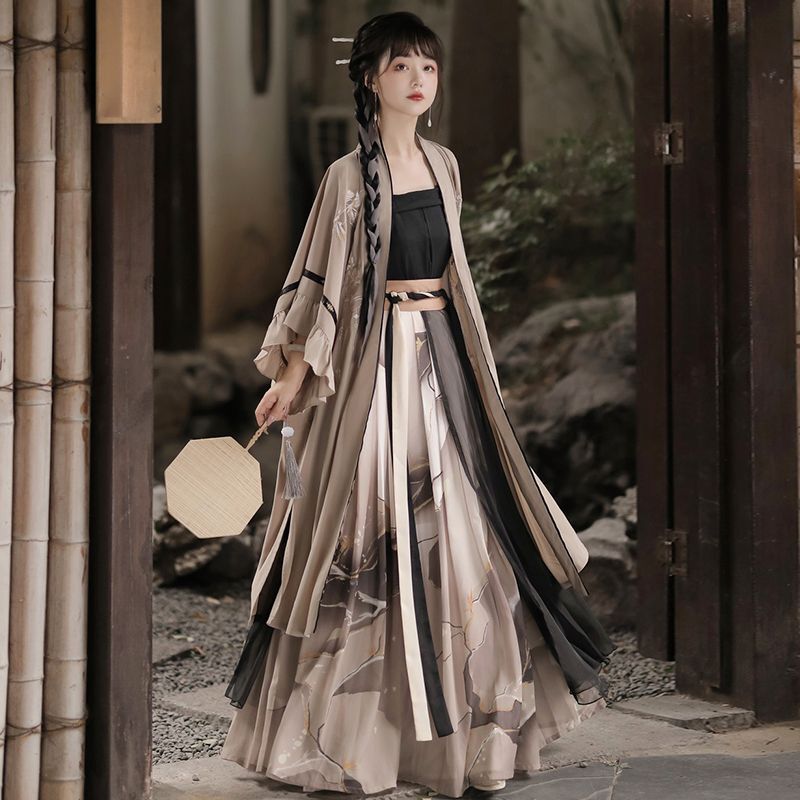 New Ancient Costume Hanfu Female Song-made Improved Long Gan Temple Dress with Waist-length Ru Ancient Costume Chinese Style Super Immortal Three-piece Set