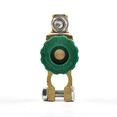 Car battery disconnect switch, multi-purpose battery cut-off switch for cars and trucks, made of zinc alloy and brass (Power supply, ignition system accessories) - battery-power-off-switch-green-zinc-alloy