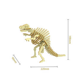 背棘龙3D木质拼图 动物模型儿童手工DIY拼装益智玩具厂家现货批发