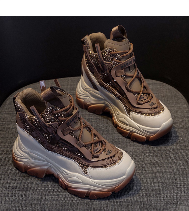 Giày sneaker nữ đế dày độn gót ẩn đính sequin xuân 2026 — M2269-1 Màu cà phê lót nhung, M2269-1 màu đen lót nhung, M2269-1 xanh lục lót nhung, M2269 màu tím một lớp bên trong chi tiết 32