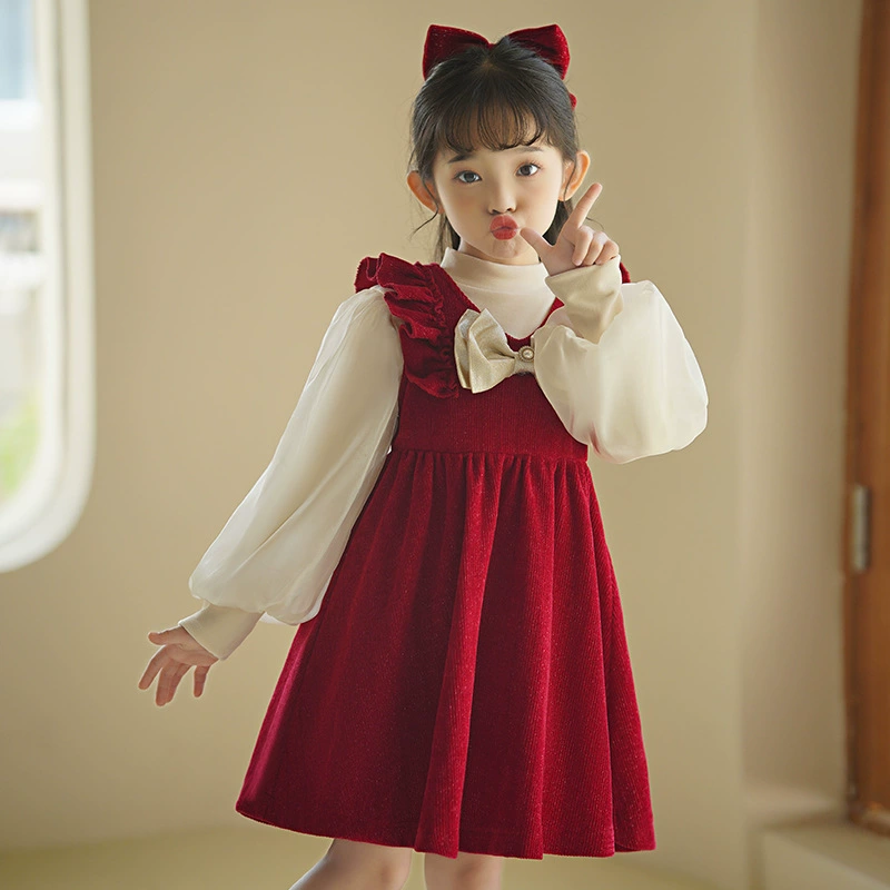 Кариса Dress, зимний флис набор, полупрозрачная юбка Demi-сезона, детский маленький принцесс костюм, увеличенная толщина