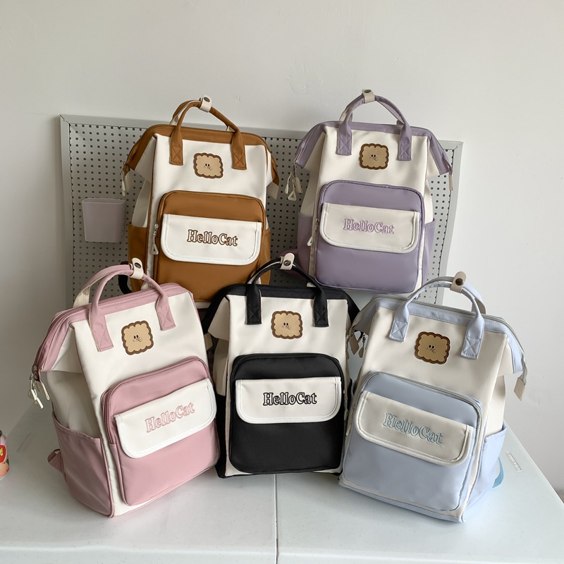 Kids Backpacks Women's Ins Trend Japanese Harajuku Style Personality Contrast Color Student Backpack Casual Simple Small Backpack_voghion.com