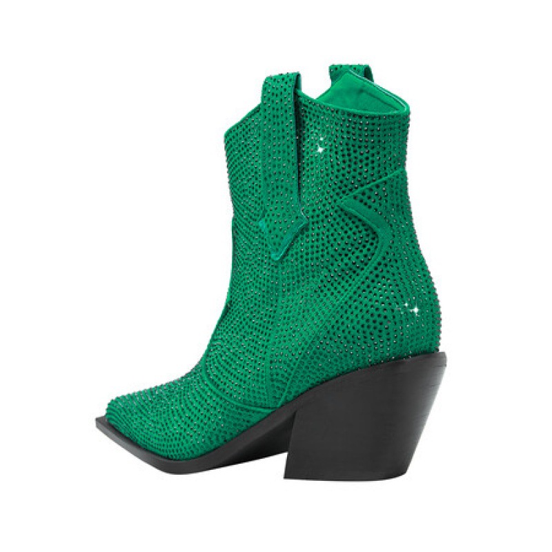 Cizme de damă cowboy, cizme la gleznă, piele, chic western, toc jos, toc mediu, vârf rotund, fără slip, pantofi de birou de zi cu zi_voghion.com