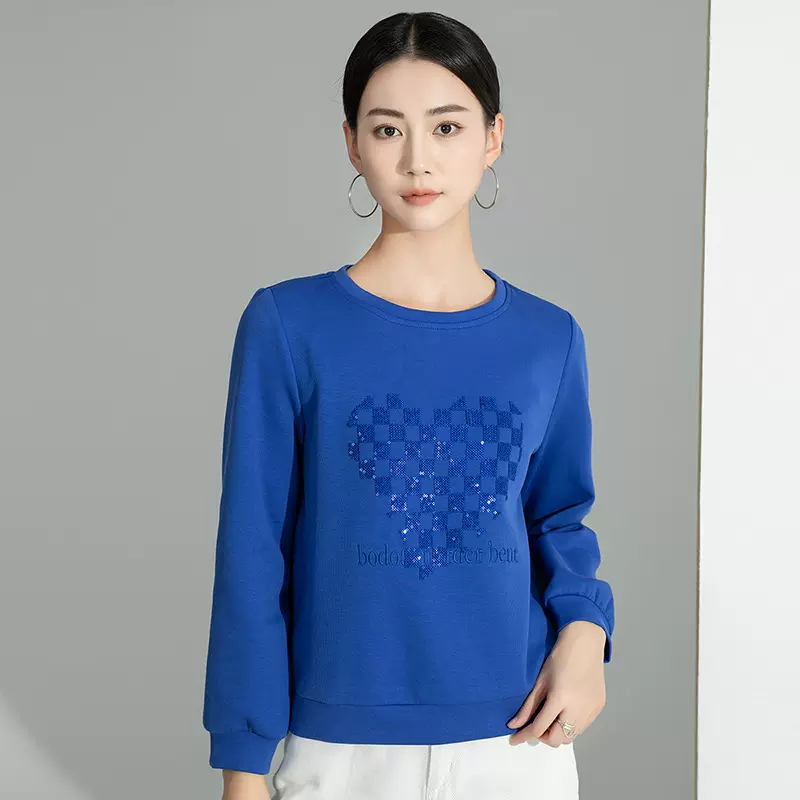 2023年春季新款印花百搭上衣女小个子百搭外套多色时尚套头卫衣