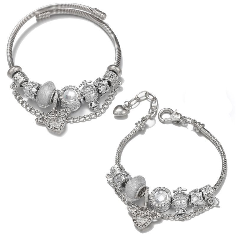 Fashion Heart Shape Metal Artificial Gemstones Couple Bracelets 1 Piece display picture 4