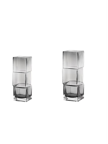 Light luxury glass transparent hydroponic flower arrangement living room table decoration ornaments creative special-shaped misaligned square vase