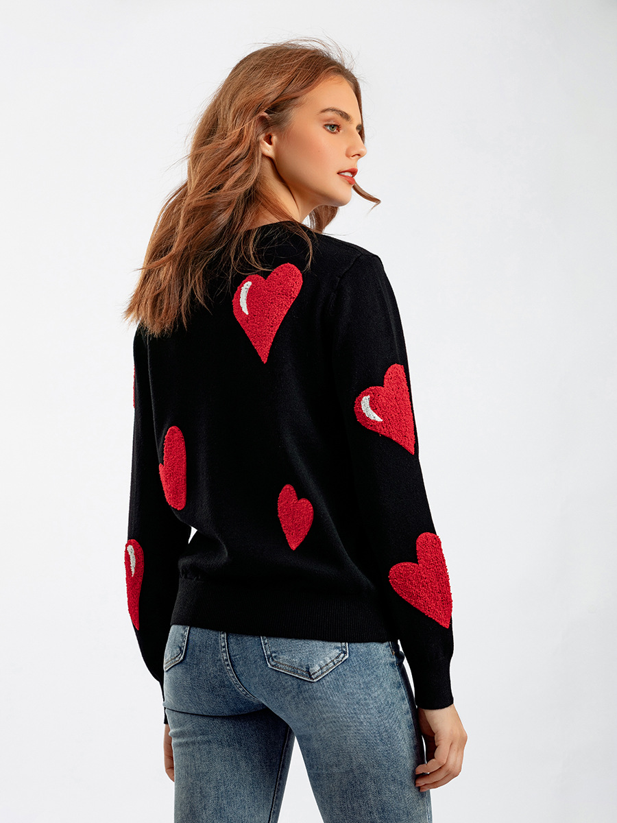 Women's Sweater Long Sleeve Sweaters & Cardigans Casual Simple Style Heart Shape display picture 4
