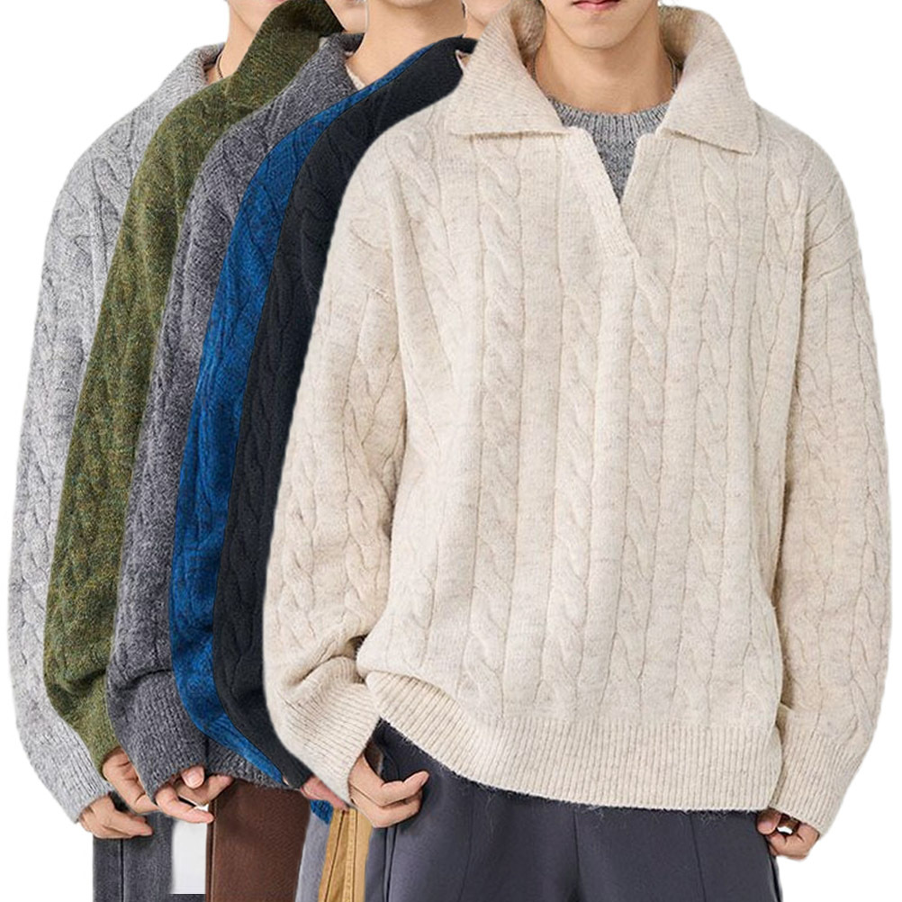 Explosiones transfronterizas de tamaño grande falso de dos piezas de polo camisa de punto de torsión suéter hombre viejo dinero fábrica de moda al por mayor