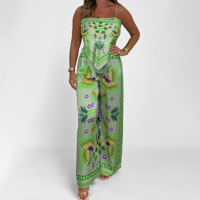 Elegant Summer Printed Strap Shorts Suit For Women Fashionable_voghion.com