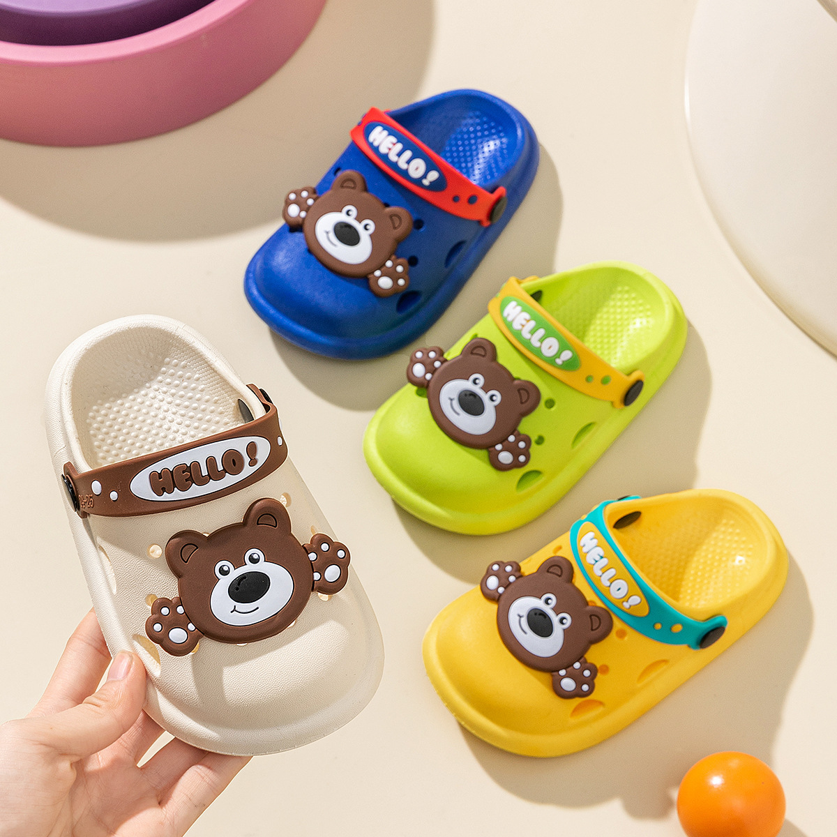 Baby's Cartoon Cute Cave Shoes Indoor Waterproof Anti-collision Toe Children's Slippers Summer Sandals for Boys and Girls