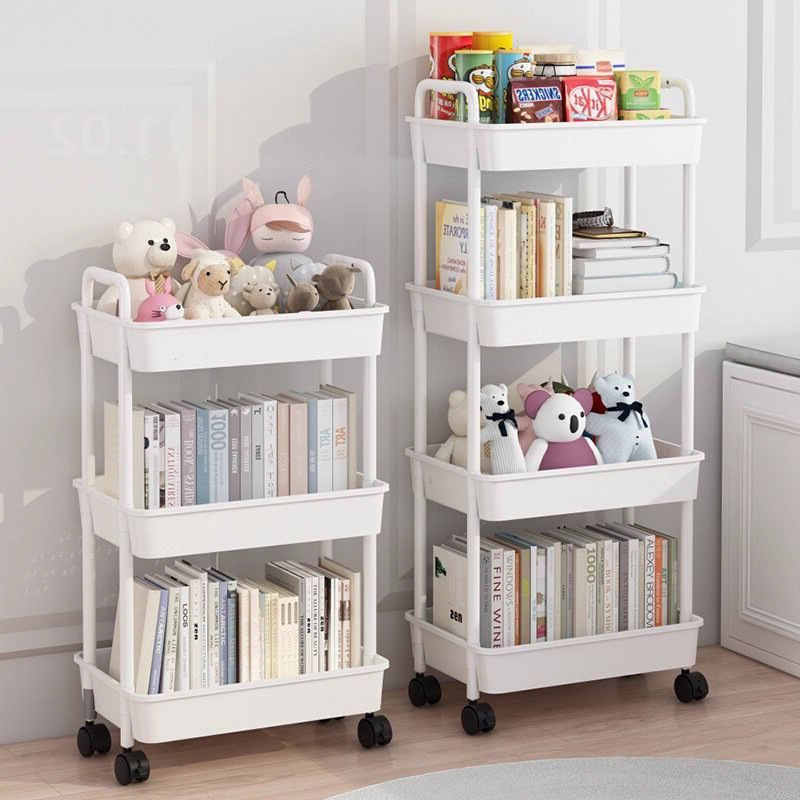 Estante de almacenamiento de carro pequeño estante de almacenamiento de estantería multicapa de sala de estar doméstica estante de almacenamiento de estantería de almacenamiento de baño móvil