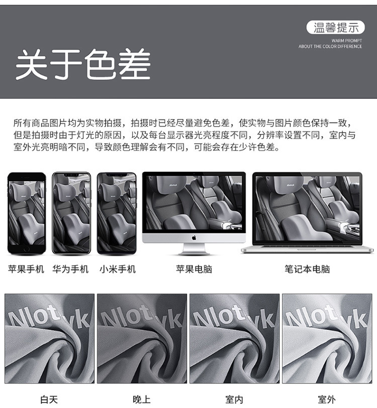 Car Headrest and Lumbar Support Set Car Seat Support Car Lumbar Support Pillow Memory Foam Set Cross-Border Customization