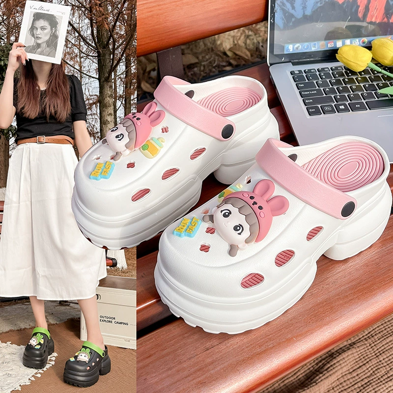 Ступать на фекалии и пещерные туфли женская летняя наружная одежда 2025 новые ультра-высокие каблуки противоскользящие пляжные тапочки Баотоу