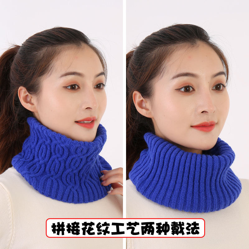 Nuevo hilo de Jersey de punto bufanda para mujer Otoño e Invierno estilo coreano versátil grueso cálido cuello protección color sólido bufanda collar falso