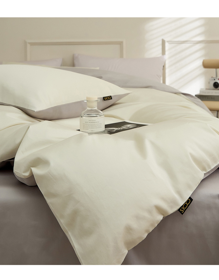 Nordic Minimalist Cotton Duvet Cover Set Simple Solid Colour_voghion.com
