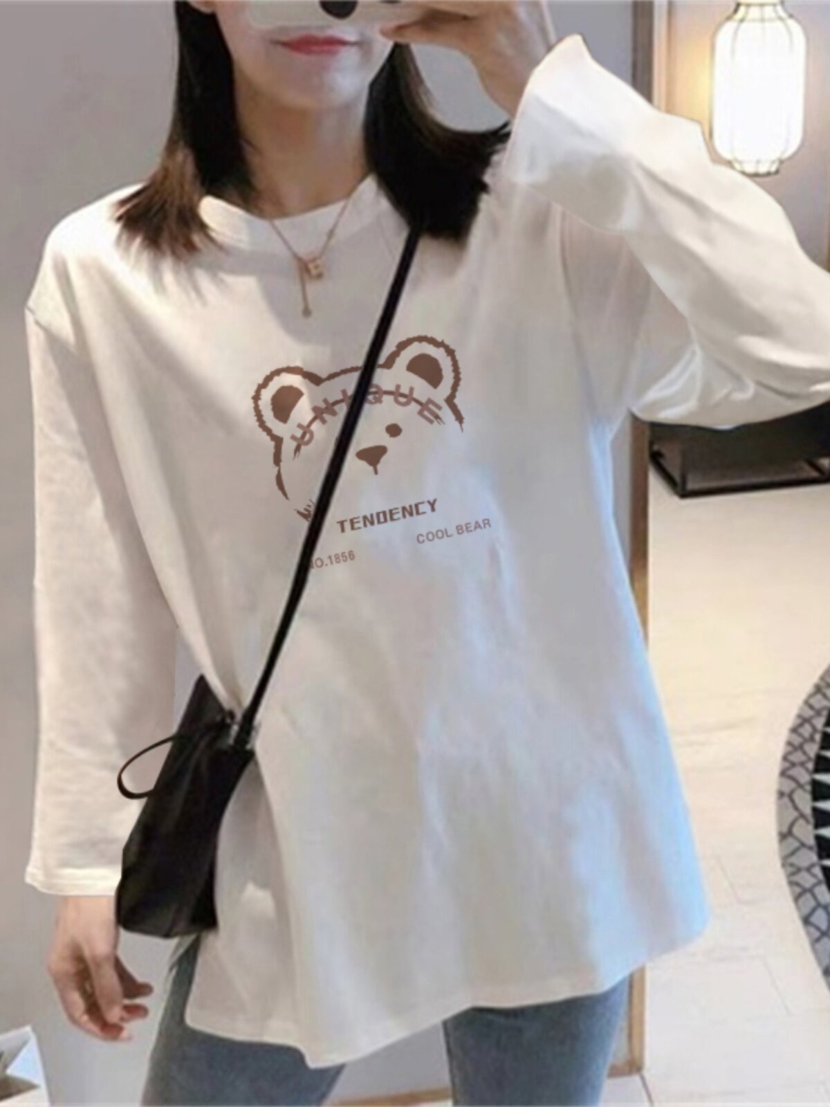 孕妇装纯棉长袖t恤女卡通打底衫女内搭春秋冬大码宽松中长款上衣