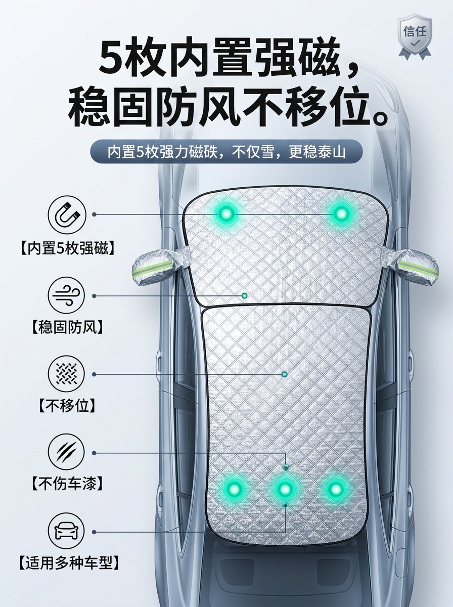 Car snow and frost protection cover, front windshield sunshade, heat insulation sunshade, cross-border car snow cover and sunshade