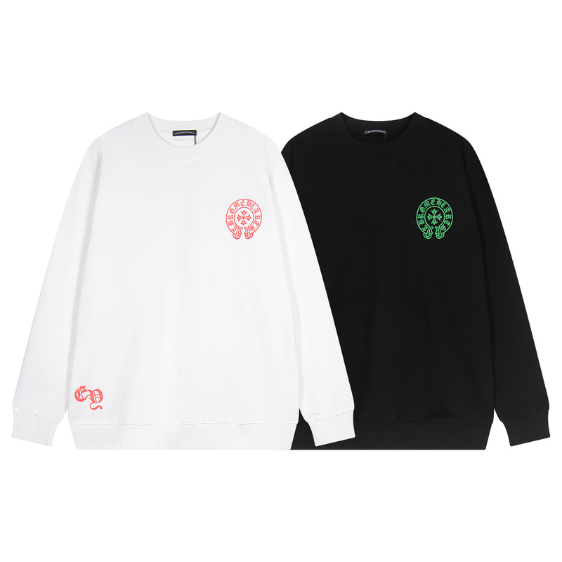 Chrome Hearts2024Ss Chrome Side Zipper Heavy Industry Couple Style Printed Pullover Round Neck Sweatshirt