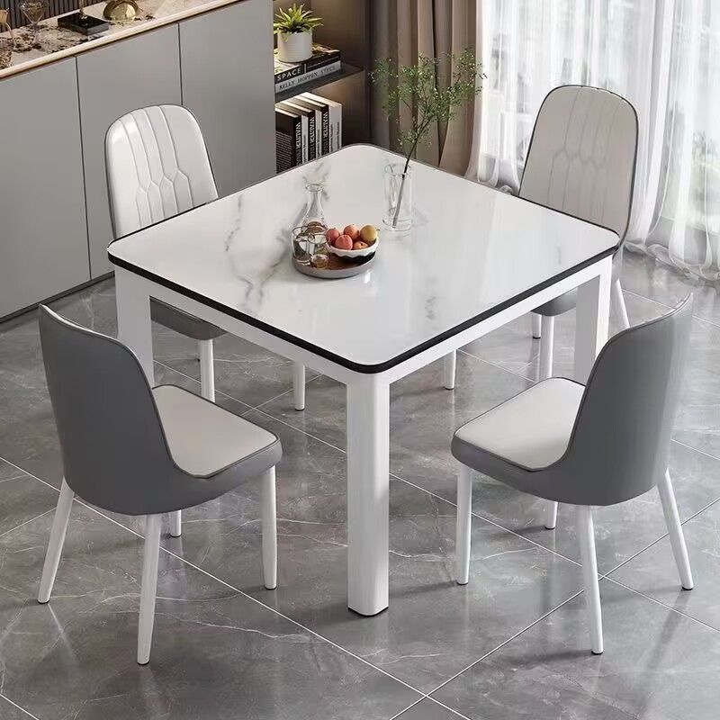 Tempered Glass Dining Table and Chair Combination Small Apartment Home Dining Table Guest Restaurant Kitchen Fast Food Restaurant Table and Chairs